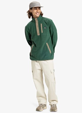 Quiksilver EQYPF03072-NO DESTINATION HS Yeşil Dik Yaka Normal Desenli Erkek Polar Sweatshırt