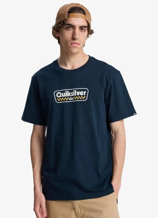 Quiksilver EV STARTING GRI Lacivert Bisiklet Normal Baskılı Erkek T-Shirt