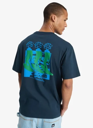 Quiksilver FLOWERS SURFING Lacivert Bisiklet Normal Baskılı Erkek T-Shirt