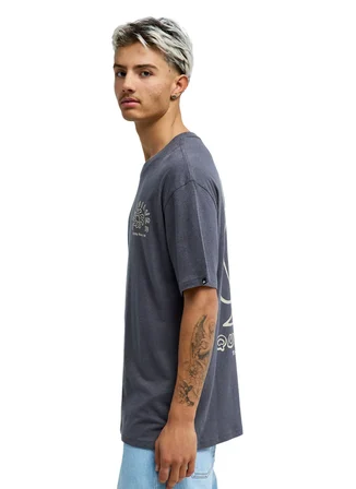 Quiksilver CURVE PALM Gri Erkek T-Shirt