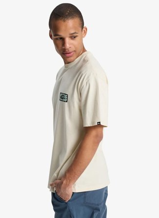 Quiksilver SERENITY SPLASH Bej Bisiklet Normal Baskılı Erkek T-Shirt