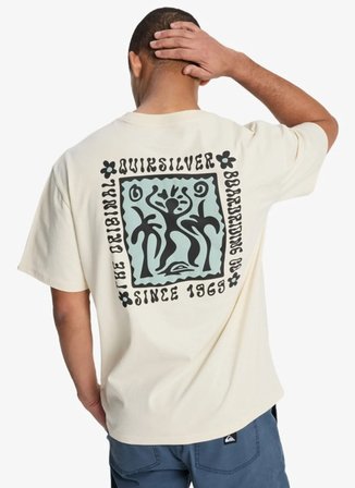 Quiksilver SERENITY SPLASH Bej Bisiklet Normal Baskılı Erkek T-Shirt