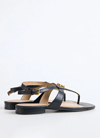 Siyah Deri  Kadın Sandalet