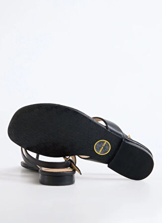 Siyah Deri  Kadın Sandalet