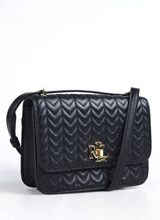 Lauren Ralph Lauren Deri Siyah Kadın Omuz Çantası 431966768003
