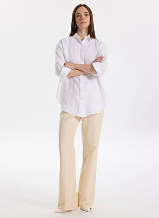 Lauren Ralph Lauren Normal Gömlek Yaka Beyaz Kadın Gömlek ZAVANDRA-LONG SLEEVE-BUTTON FRONT S