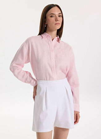Lauren Ralph Lauren Normal Gömlek Yaka Pembe Kadın Gömlek ZAVANDRA-LONG SLEEVE-BUTTON FRONT S