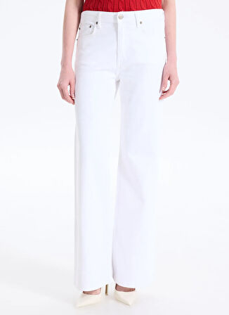 Lauren Ralph Lauren Yüksek Bel Düz Paça Standart Beyaz Kadın Denim Pantolon 200971092