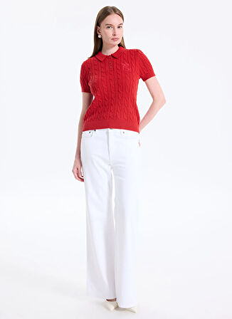 Lauren Ralph Lauren Yüksek Bel Düz Paça Standart Beyaz Kadın Denim Pantolon 200971092