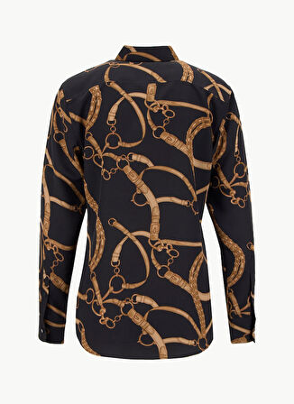 Lauren Ralph Lauren Standart Gömlek Yaka Desenli Siyah Kadın Gömlek 200970823