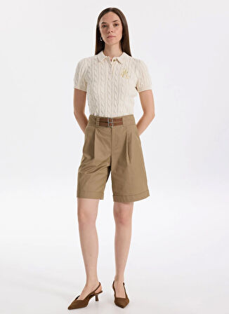 Lauren Ralph Lauren Yüksek Bel Normal Bej Kadın Şort GAVRELL-PLEATED