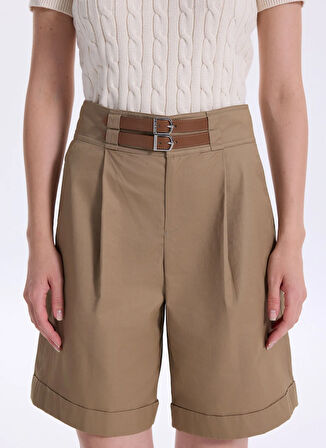 Lauren Ralph Lauren Yüksek Bel Normal Bej Kadın Şort GAVRELL-PLEATED