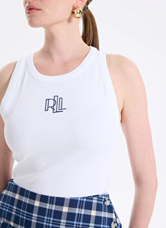 Lauren Ralph Lauren Yuvarlak Yaka Baskılı Beyaz Kadın Atlet 200971079