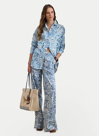 Lauren Ralph Lauren Mavi Kadın Desenli Gömlek 200P08926