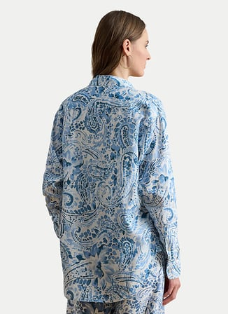 Lauren Ralph Lauren Mavi Kadın Desenli Gömlek 200P08926