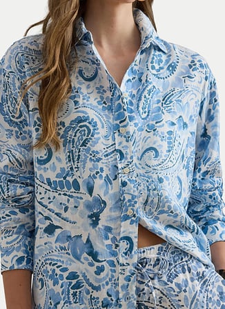 Lauren Ralph Lauren Mavi Kadın Desenli Gömlek 200P08926