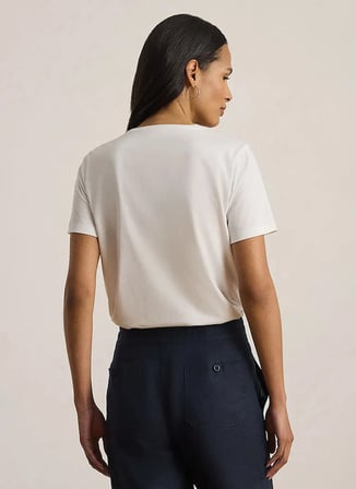 Lauren Ralph Lauren Beyaz Kadın Bisiklet Yaka T-Shirt 200P09106