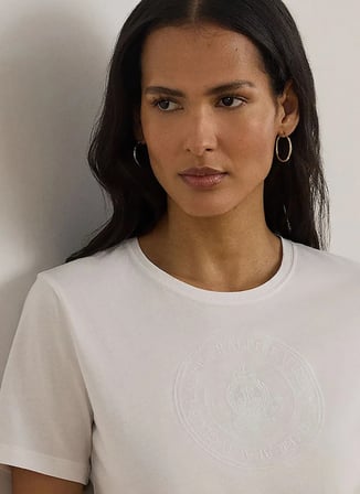 Lauren Ralph Lauren Beyaz Kadın Bisiklet Yaka T-Shirt 200P09106