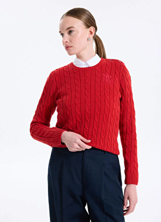 Lauren Ralph Lauren Yuvarlak Yaka Standart Düz Kırmızı Kazak Kadın 200932223