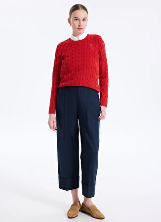 Lauren Ralph Lauren Yuvarlak Yaka Standart Düz Kırmızı Kazak Kadın 200932223