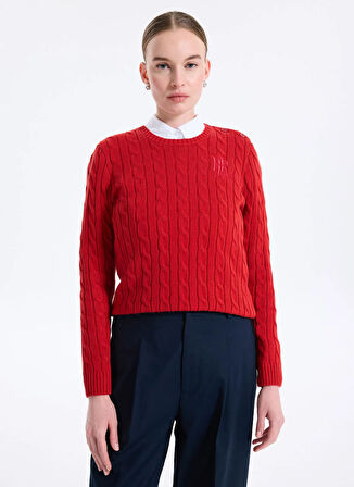 Lauren Ralph Lauren Yuvarlak Yaka Standart Düz Kırmızı Kazak Kadın 200932223