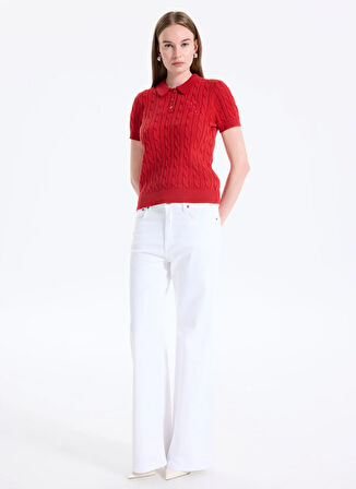 Lauren Ralph Lauren Yuvarlak Yaka Standart Düz Kırmızı Kazak Kadın 200932224