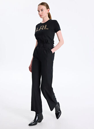 Lauren Ralph Lauren Bisiklet Yaka Baskılı Siyah Kadın T-Shirt 200971125