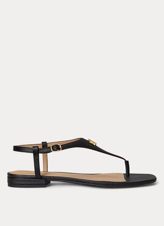 Lauren Ralph Lauren Siyah Kadın Deri Sandalet 802982881002