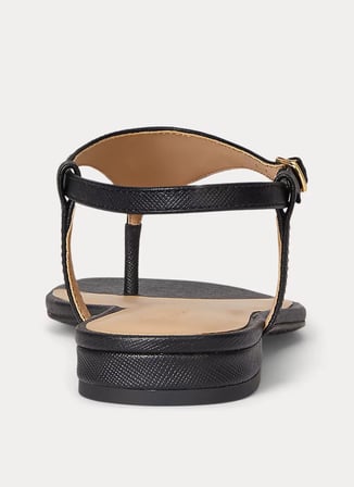 Lauren Ralph Lauren Siyah Kadın Deri Sandalet 802982881002