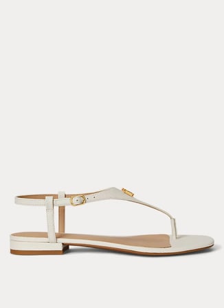 Lauren Ralph Lauren Beyaz Kadın Deri Sandalet 802982881004