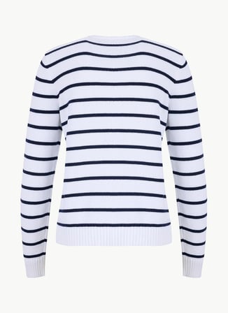 Lauren Ralph Lauren Beyaz - Siyah Yuvarlak Yaka Kadın Standart Fit Çizgili Hırka 200P03495