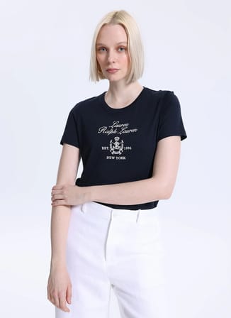 Lauren Ralph Lauren Lacivert Kadın Baskılı T-Shirt 200P03725