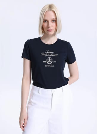 Lauren Ralph Lauren Lacivert Kadın Baskılı T-Shirt 200P03725