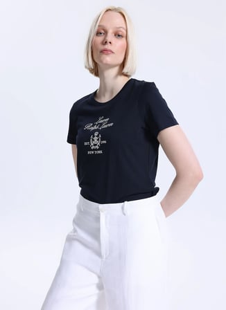 Lauren Ralph Lauren Lacivert Kadın Baskılı T-Shirt 200P03725