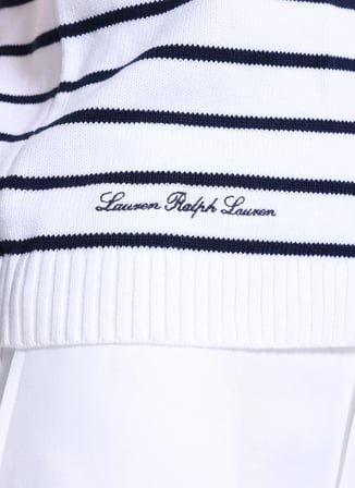 Lauren Ralph Lauren Beyaz - Siyah Kadın Yuvarlak Yaka Standart Fit Kazak 200P03501