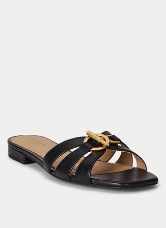 Lauren Ralph Lauren Siyah Kadın Deri Terlik 802982875002