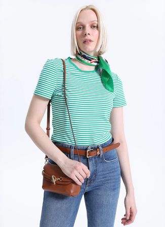 Lauren Ralph Lauren Yeşil Kadın Çizgili T-Shirt 200P03721