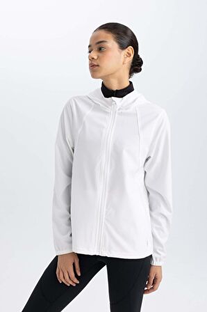 DeFactoFit Su İtici İnce Mont Rüzgar Geçirmez Slim Fit Dar Kesim Kapüşonlu Fermuarlı Esnek Dokulu Mevsimlik Baharlık B2460AX24SPWT80