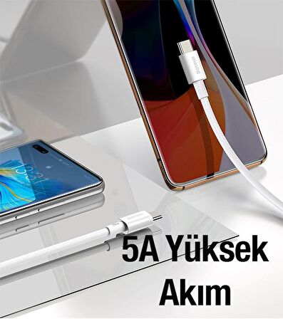 Baseus Super Şarj 1MT 100W Type-C to Type-C Şarj Data Kablosu Laptop Notebook Macbook Pro Şarj Kablo