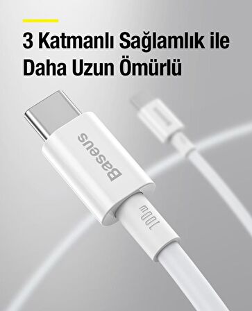 Baseus Super Şarj 1MT 100W Type-C to Type-C Şarj Data Kablosu Laptop Notebook Macbook Pro Şarj Kablo