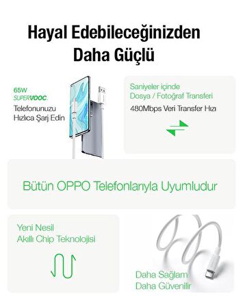 Baseus SUPERVOOC 1Mt 65W USB to Type-C Şarj Kablosu Ve Data Kablosu 480MB/sn ABS+TPE USB Type-C Şarj