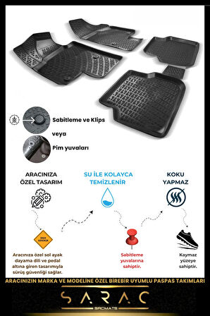 Toyota Corolla 2015 Model Araca Özel 3d Havuzlu Paspas