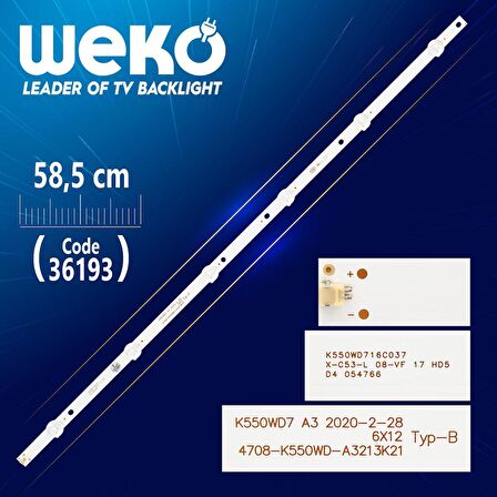 K550WD7 A3 6X12 TYP-B 4708-K550WD-A3213K21 6 LEDLİ 58.5 CM