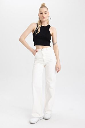 DeFacto Fitted Halter Yaka Fitilli Kaşkorse Basic Düz Atlet U0357AZ23SMBK81