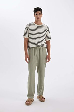 DeFacto Relax Fit Dar Paça Keten Karışımlı Pantolon C1140AX24SMGN497