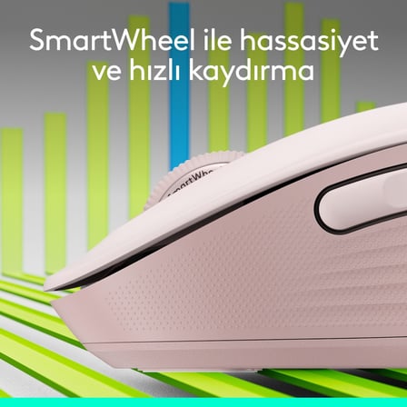  Logitech Signature M650 Küçük ve Orta Boy Sağ El Için Sessiz Kablosuz Mouse - Pembe