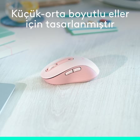 Logitech Signature M650 Küçük ve Orta Boy Sağ El Için Sessiz Kablosuz Mouse - Pembe
