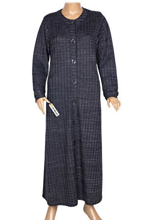 Hesna Kadın Nurel Büyük Beden Kışlık Kare Çıtçıtlı Lacivert Pardesü