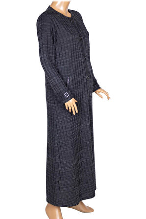 Hesna Kadın Nurel Büyük Beden Kışlık Kare Çıtçıtlı Lacivert Pardesü