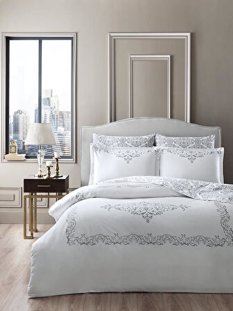 Doğal ve Parlak Nevresim Takımı Luna Saten Linen Serisi 160x220
